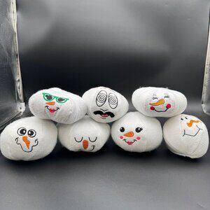 7 Winter Snowball Face Plush Stuffed Toy Embroidered Face